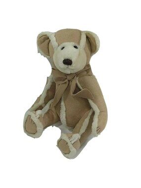 Bath and Body Works Gingerbread Teddy Bear Sitting 9 inch Tan Faux Suede/Fur